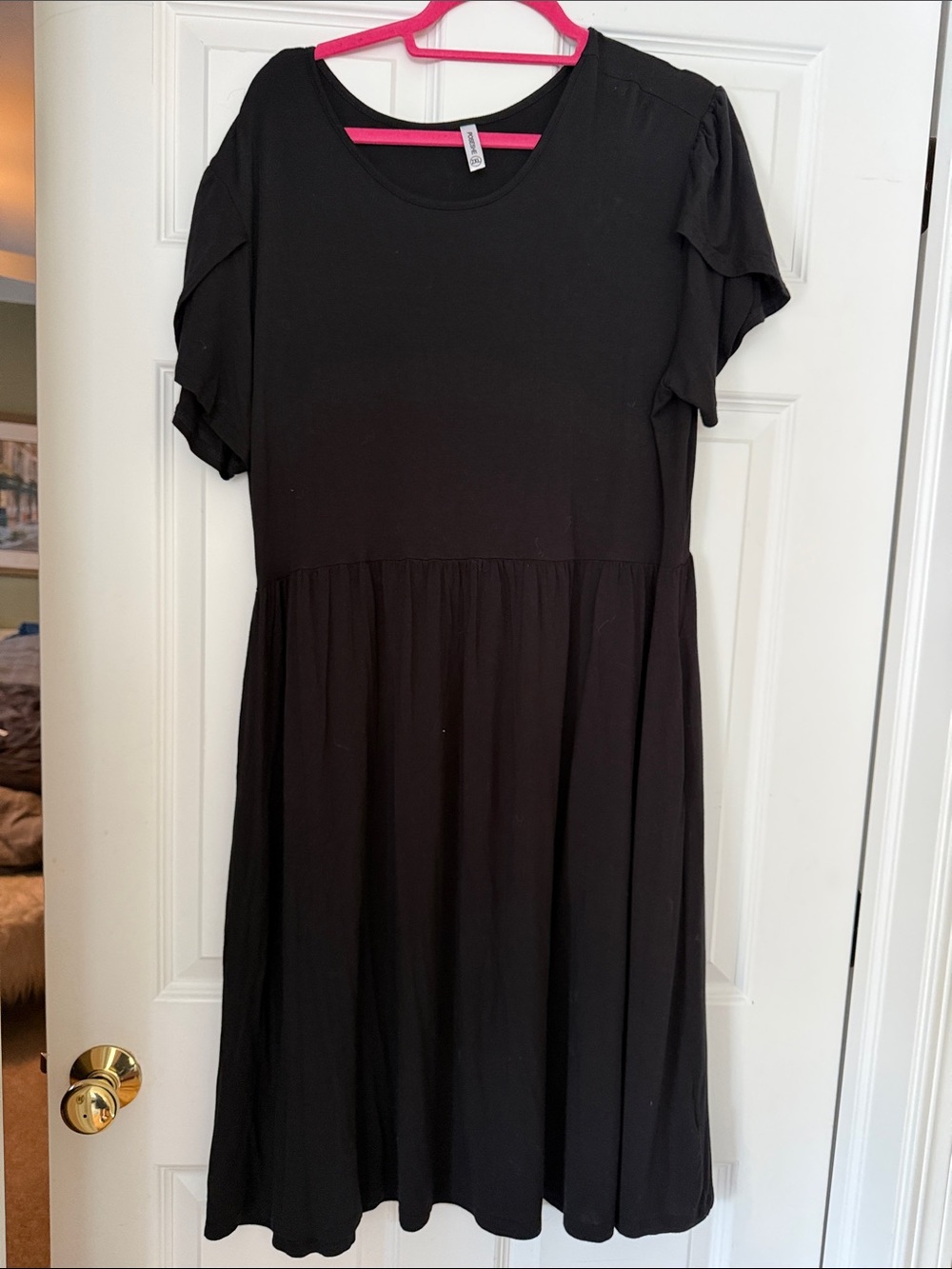 Black Short Sleeve Casual Midi Dress - Classic Women's Dress size 2X